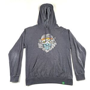 Wild Tribute Yeti Sasquatch Hoodie Men's M Gray Long Sleeve Pullover Sweatshirt